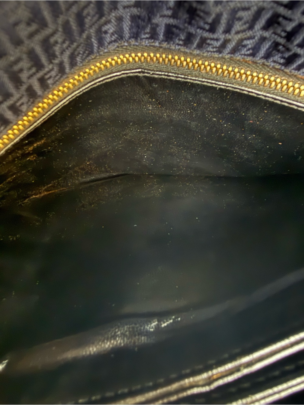 Fendi Vintage circa 90s Navy Blue Canvas Shoulder Bag with Black Leather Trim - Picture 11 of 16